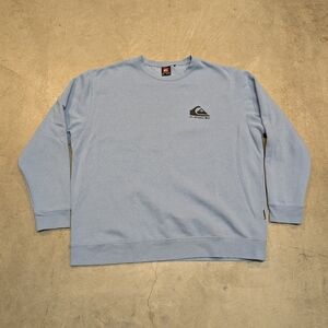 Y2K Quiksilver Men's XXL Light Blue/Gray Crewneck Sweater